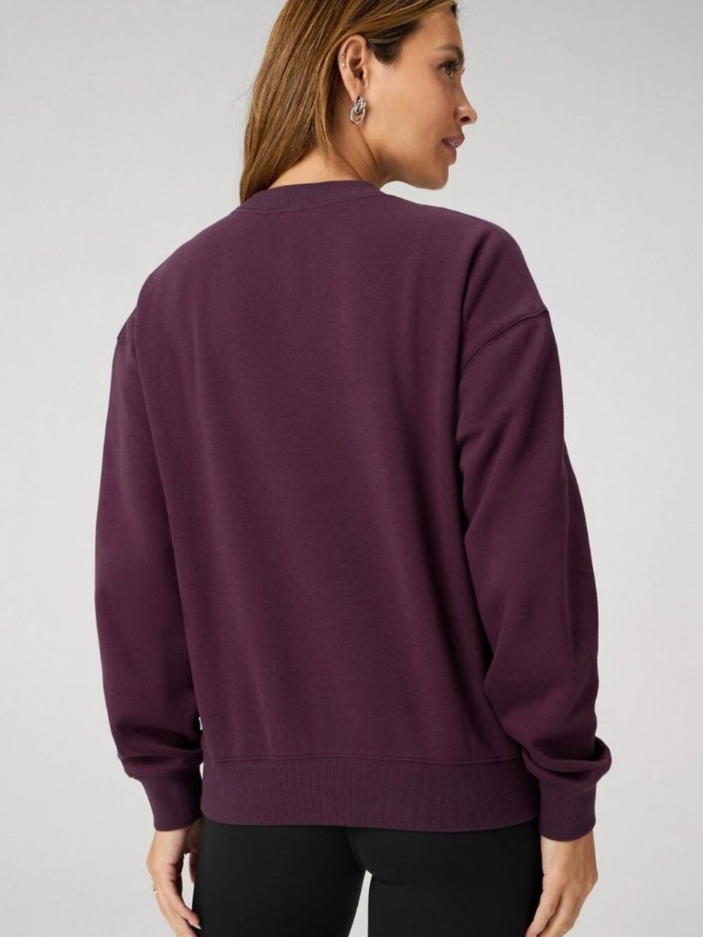 Fabletics Cozy Fleece Crew Neck Sweatshirt Deep Plum Oxblood XXL 1X - Picture 6 of 6